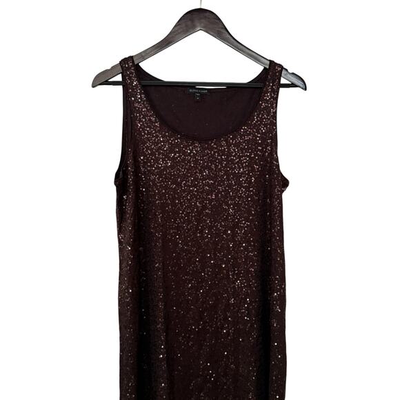 Eileen Fisher Brown Sequin Sparkly Pullover Long Tank Top Blouse Size Medium - Picture 2 of 6